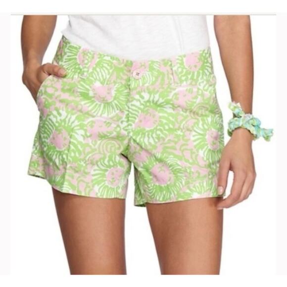 Lilly Pulitzer Pants - Lilly Pulitzer The Callahan Short Sunnyside Lion Preppy Green/Pink Womens Size 4